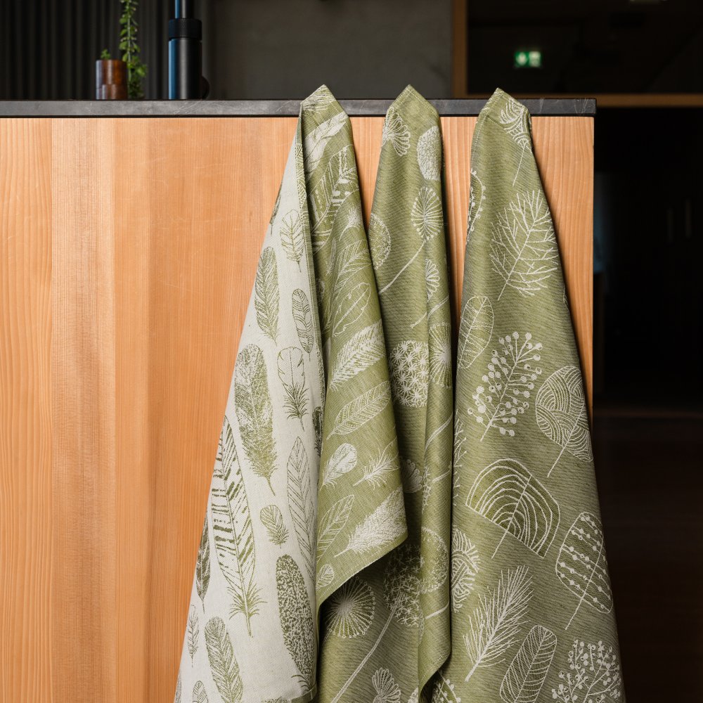 Federblatt olive, 3er Set